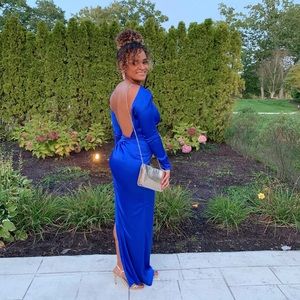 Royal Blue satin gown from House of CB